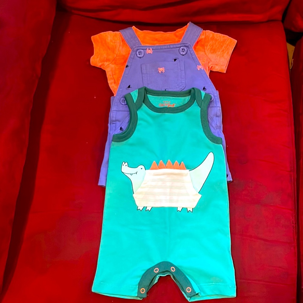 2 cute summer outfits for baby boy 0-3 mos